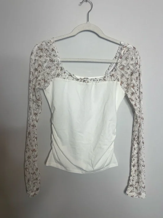 FREE PEOPLE Floral LaceSleeve JOSIE Twofer Top NWT - Picture 9 of 9